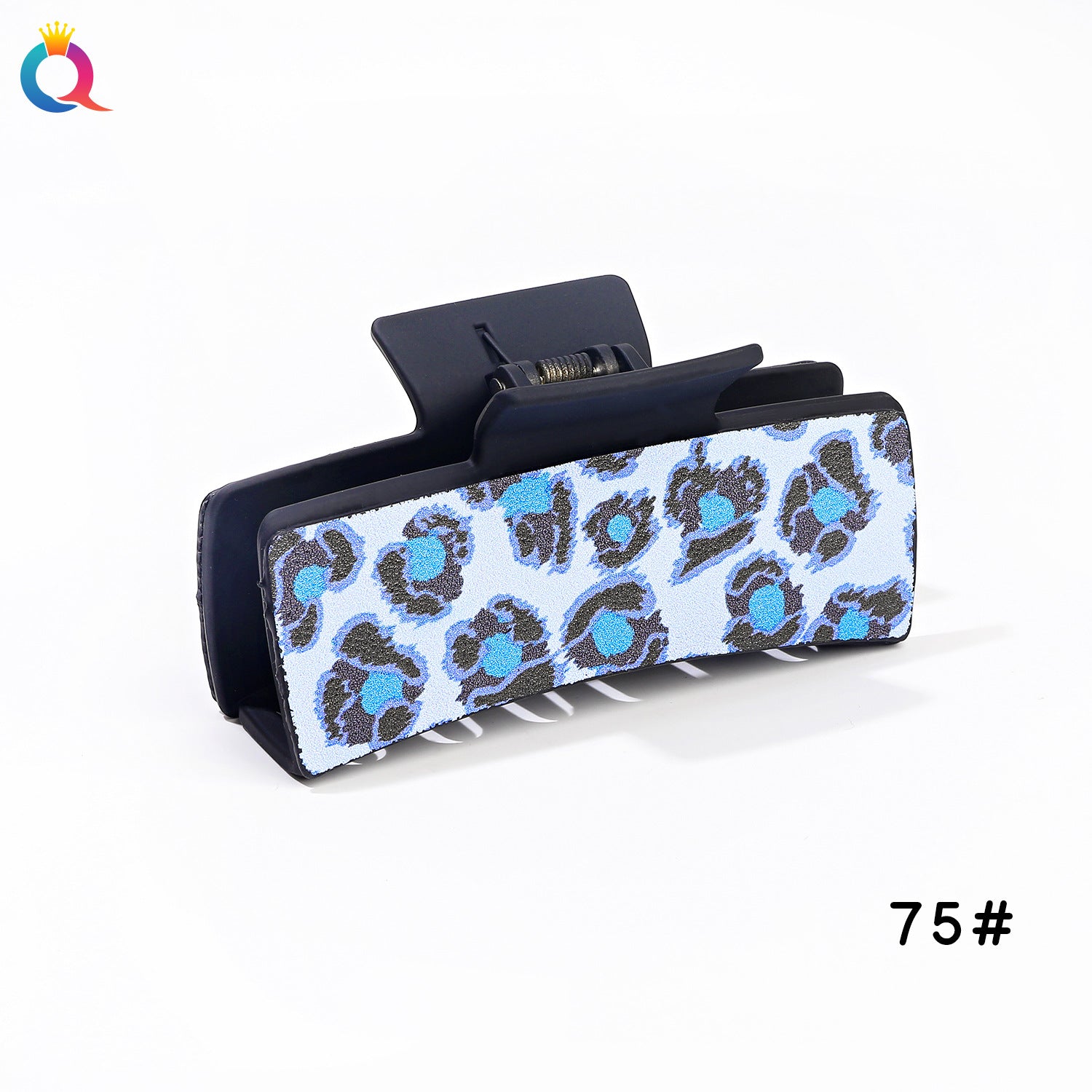 Wholesale Leather Leopard Retro Square Clip Cashew PU Shark Clip